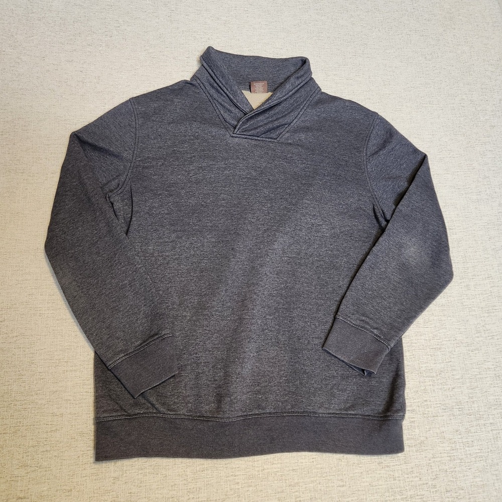 Great Northwest Shawl Collar Sweatshirt Mens L Grey Sherpa Lined Pullover